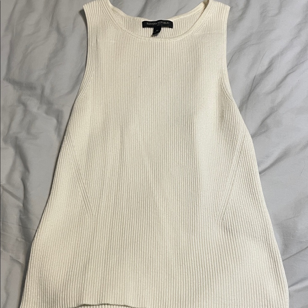 Banana Republic Women's Ivory Ribbed Open back Tank Top